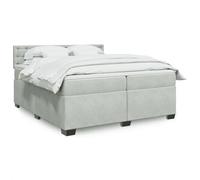vidaXL Sommier à lattes de lit et matelas Gris clair 200x200cm Velours