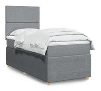 vidaXL Sommier à lattes de lit et matelas Gris clair 90x190 cm Tissu 3294204 Gris G