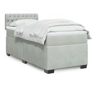 vidaXL Sommier à lattes de lit et matelas Gris clair 90x190 cm Velours, lit, lit à plate-forme, lit à panneaux, meuble de 3288492 Gris G