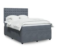 vidaXL Sommier à lattes de lit et matelas Gris foncé 140x190cm Velours