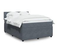 Vidaxl Sommier À Lattes De Lit Et Matelas Gris Foncé 140x200cm Velours Multicolore