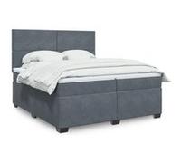 vidaXL Sommier à lattes de lit et matelas Gris foncé 200x200cm Velours, lit, lit à plate-forme, lit à panneaux 3293297 Gris G