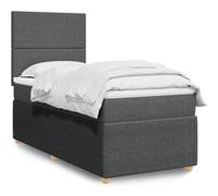 vidaXL Sommier à lattes de lit et matelas Gris foncé 90x190 cm Tissu 3291905 Gris G