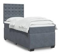 vidaXL Sommier à lattes de lit et matelas Gris foncé 90x190 cm Velours, lit, lit à plate-forme, lit à panneaux, meuble de 3293099 Gris G