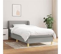 Vidaxl Lit À Sommier Tapissier Et Matelas Gris Clair 90x190 Cm Tissu Gris