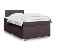 vidaXL Sommier à lattes de lit et matelas marron foncé 120x190cm tissu