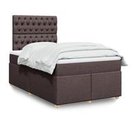 vidaXL Sommier à lattes de lit et matelas marron foncé 120x190cm tissu