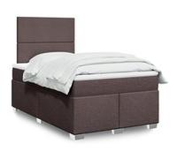 vidaXL Sommier à lattes de lit et matelas marron foncé 120x190cm tissu marron foncé G