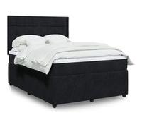 vidaXL Sommier à lattes de lit et matelas Noir 160x200 cm Velours, lit, lit à plate-forme, lit à panneaux, meuble de chambre 3294684 Noir G