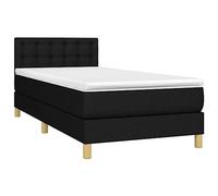 vidaXL Lit boxspring 3140891 avec matelas tissu noir 80 x 200 cm Noir G