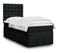 vidaXL Sommier à lattes de lit et matelas Noir 80x200 cm Tissu 3293423 Noir G