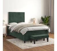 vidaXL Sommier à lattes de lit et matelas Vert foncé 120x200cm Velours Multicolore