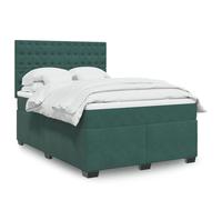 Vidaxl Sommier À Lattes De Lit Et Matelas Vert Foncé 140x190cm Velours Multicolore