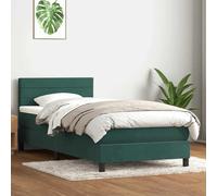 Vidaxl Sommier À Lattes De Lit Et Matelas Vert Foncé 80x220 Cm Velours Vert
