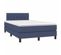 vidaXL Lit 3270066 – Sommier à lattes, matelas et LED, tissu rembourré bleu 120x190 cm