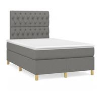 vidaXL Sommier à lattes de lit matelas LED gris foncé 120x190 cm tissu