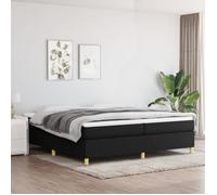 vidaXL Cadre de Lit, Lit Rembourré avec Sommier à Lattes, Lit Double, Lit Adulte de Chambre à Coucher, Moderne, Noir 200x200 cm Tissu