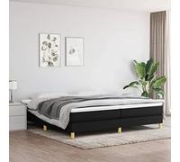 vidaXL Sommier à Ressorts de Lit Sommier à Lattes Cadre à Lattes Lit Rembourré Lit Double Adulte Chambre Intérieur Noir 200x200 cm Tissu