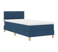 vidaXL Sommier avec Matelas et LED Bleu 100X200 cm Tissu Design Rayé Moderne pour Chambre d'Adulte Respirant Cadre en Bois Robuste Protecteur de Matelas Housse à Fermeture Éclair