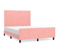 vidaXL Sommier avec tête de lit rose 140x190 cm velours