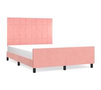 vidaXL Sommier avec tête de lit rose 140x190 cm velours