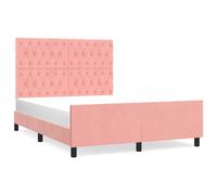 vidaXL Sommier avec tête de lit rose 140x190 cm velours