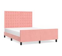 vidaXL Sommier avec tête de lit rose 140x190 cm velours