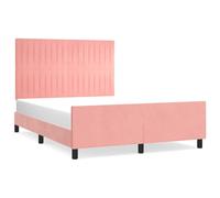 vidaXL Sommier avec tête de lit rose 140x190 cm velours