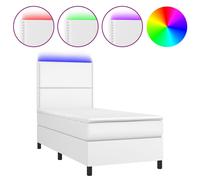 Vidaxl Sommier Tapissier Avec Matelas Et Led Blanc 90x190cm Similicuir Multicolore