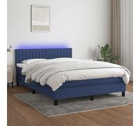 vidaXL Sommier tapissier avec matelas et LED Bleu 140x190 cm Tissu