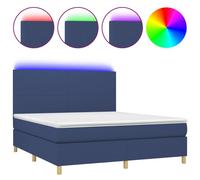 vidaXL Sommier tapissier avec matelas et LED Bleu 160x200 cm Tissu