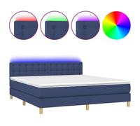 vidaXL Sommier tapissier avec matelas et LED Bleu 180x200 cm Tissu