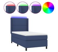 Vidaxl Sommier Tapissier Avec Matelas Et Led Bleu 90x190 Cm Tissu Multicolore