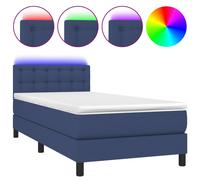 Vidaxl Sommier Tapissier Avec Matelas Et Led Bleu 90x200 Cm Tissu Multicolore