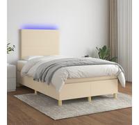 vidaXL Sommier tapissier avec matelas et LED Crème 120x200 cm Tissu