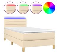 vidaXL Sommier tapissier avec matelas et LED Crème 80x200cm Tissu