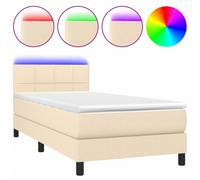 Vidaxl Sommier Tapissier Avec Matelas Et Led Crème 80x200cm Tissu Multicolore