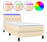Vidaxl Sommier Tapissier Avec Matelas Et Led Crème 80x200cm Tissu Multicolore