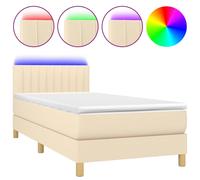 Vidaxl Sommier Tapissier Avec Matelas Et Led Crème 80x200cm Tissu Multicolore