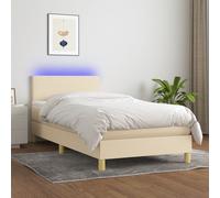 vidaXL Sommier tapissier avec matelas et LED Crème 90x190 cm Tissu