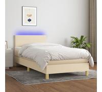 vidaXL Sommier tapissier avec matelas et LED Crème 90x190 cm Tissu