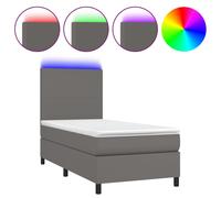 Vidaxl Sommier Tapissier Avec Matelas Et Led Gris 80x200 Cm Similicuir Multicolore