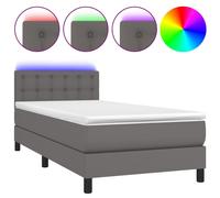 Vidaxl Sommier Tapissier Avec Matelas Et Led Gris 80x200 Cm Similicuir Multicolore