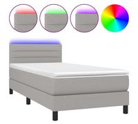 Vidaxl Sommier Tapissier Avec Matelas Et Led Gris Clair 80x200cm Tissu Multicolore
