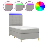 vidaXL Sommier tapissier avec matelas et LED Gris clair 80x200cm Tissu Multicolore