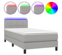 vidaXL Sommier tapissier avec matelas et LED Gris clair 90x190cm Tissu