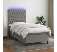 Boxspring met matras en LED stof donkergrijs 90x190 cm3135078