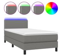 Boxspring met matras en LED stof donkergrijs 90x200 cm3133046