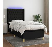 Vidaxl Sommier Tapissier Avec Matelas Et Led Noir 100x200 Cm Tissu Multicolore