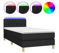 Sommier à Lattes de Lit avec Matelas LED Rembourré Noir 100x200 cm Tissu vidaXL